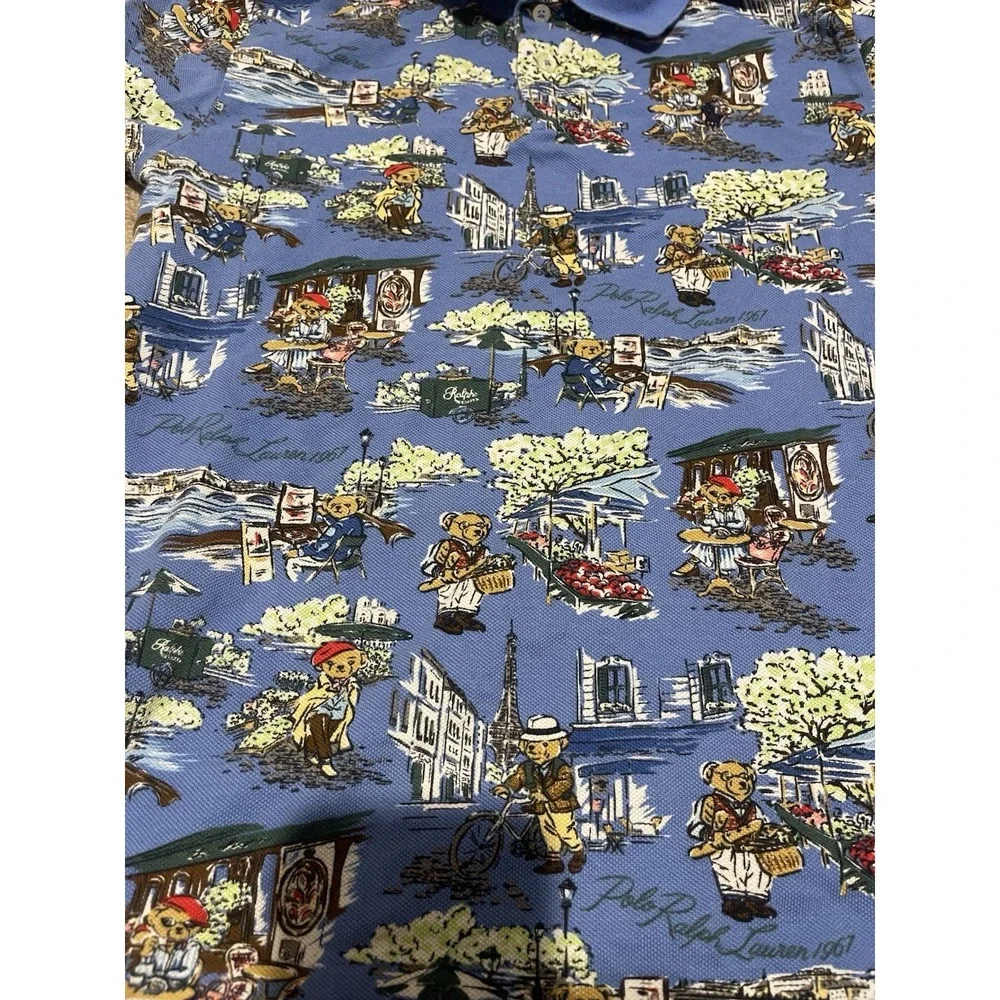 Polo Ralph Lauren Paris Print Mesh Shirt Boys Size Large